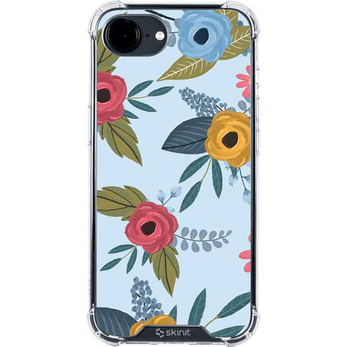 Blue Fall Flowers iPhone 16e Clear Case