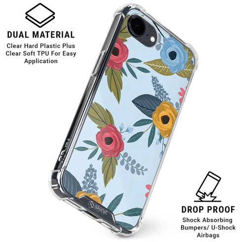 Blue Fall Flowers iPhone 16e Clear Case