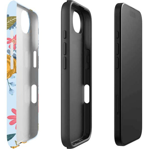 Blue Fall Flowers iPhone 16e Impact Case