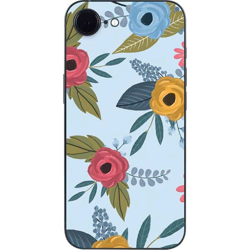 Blue Fall Flowers iPhone 16e Skin