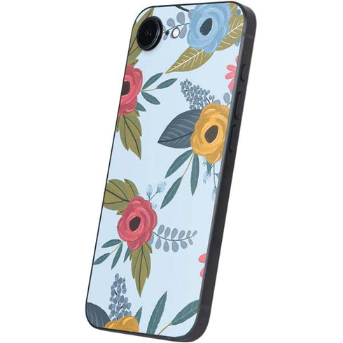 Blue Fall Flowers iPhone 16e Skin