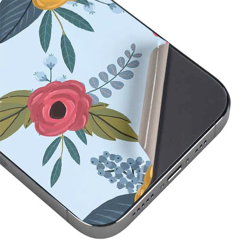 Blue Fall Flowers iPhone 16e Skin