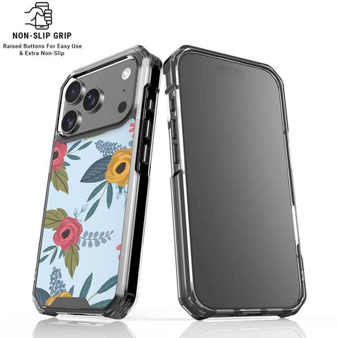 Blue Fall Flowers iPhone 18 Pro Clear Case
