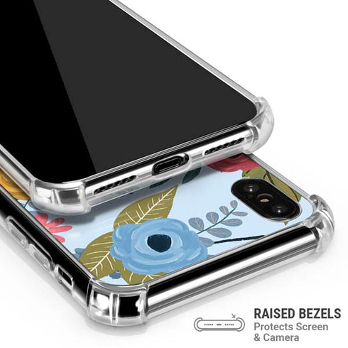 Blue Fall Flowers iPhone X/XS Clear Case