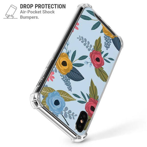 Blue Fall Flowers iPhone X/XS Clear Case