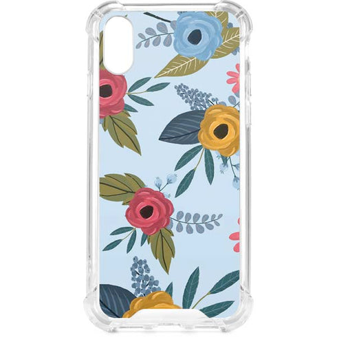 Blue Fall Flowers iPhone XS Clear Case