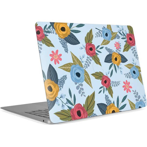 Blue Fall Flowers Apple MacBook Air Skin