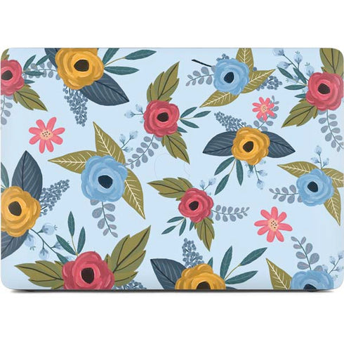 Blue Fall Flowers Apple MacBook Air Skin