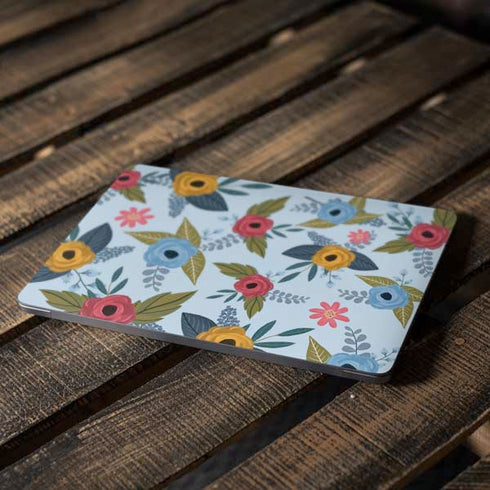 Blue Fall Flowers Apple MacBook Air Skin