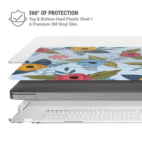 Blue Fall Flowers MacBook Pro 14in (2021-24) Case plus Skin