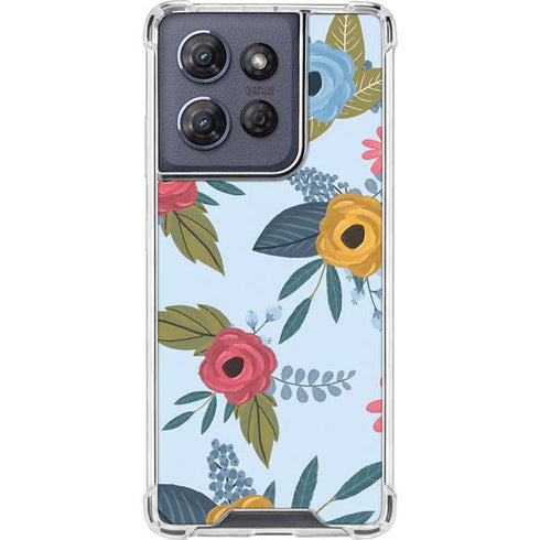 Blue Fall Flowers Moto G 5G (2025) Clear Case