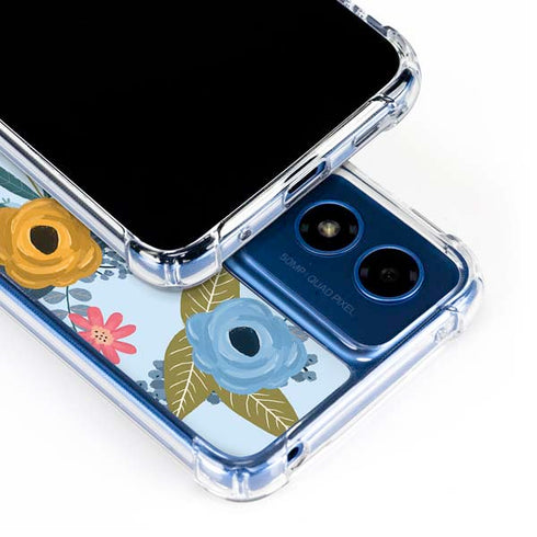 Blue Fall Flowers Moto G Play 4G (2024) Clear Case