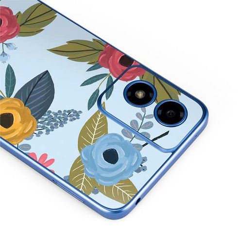 Blue Fall Flowers Moto G Play 4G (2024) Skin