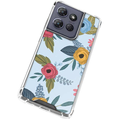 Blue Fall Flowers Moto G Play 5G (2025) Clear Case