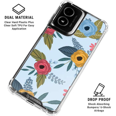 Blue Fall Flowers Moto G Power 5G (2024) Clear Case