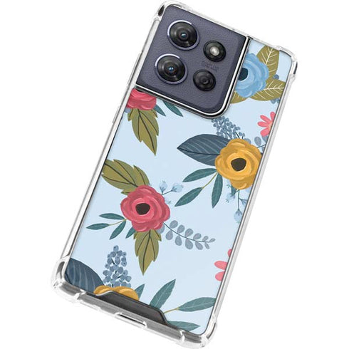 Blue Fall Flowers Moto G Stylus 5G (2025) Clear Case