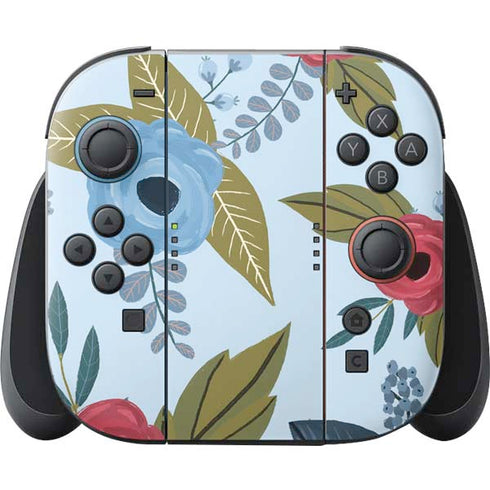 Blue Fall Flowers Nintendo Switch 2 (2025) Joy-Con Controller Skin