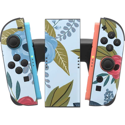 Blue Fall Flowers Nintendo Switch 2 (2025) Joy-Con Controller Skin