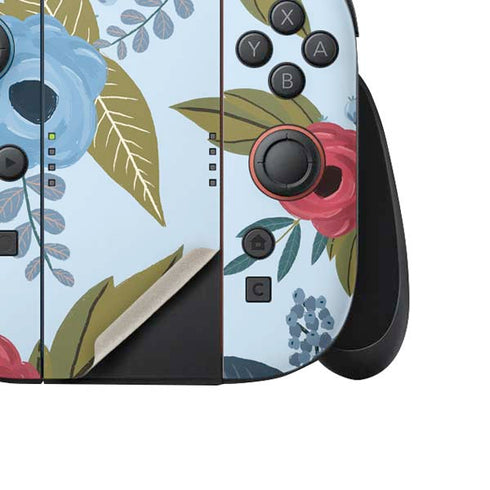 Blue Fall Flowers Nintendo Switch 2 (2025) Joy-Con Controller Skin