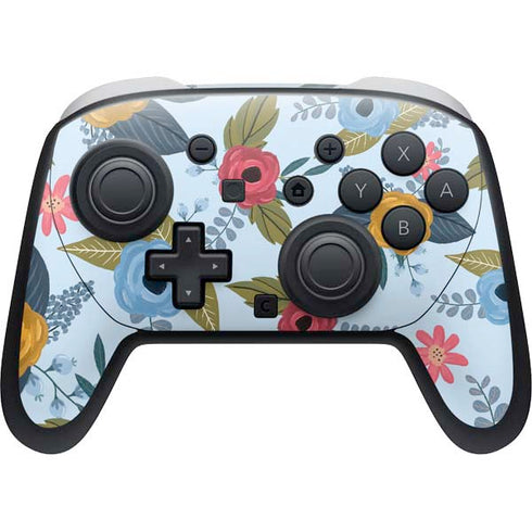 Blue Fall Flowers Nintendo Switch 2 (2025) Pro Controller Skin