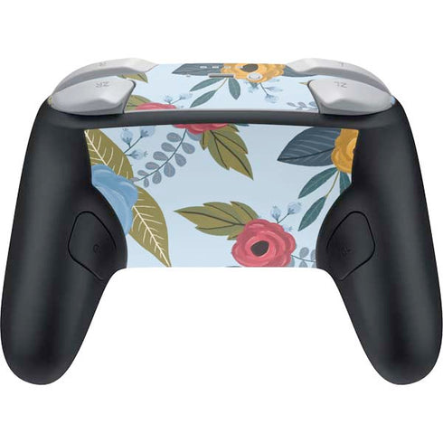 Blue Fall Flowers Nintendo Switch 2 (2025) Pro Controller Skin