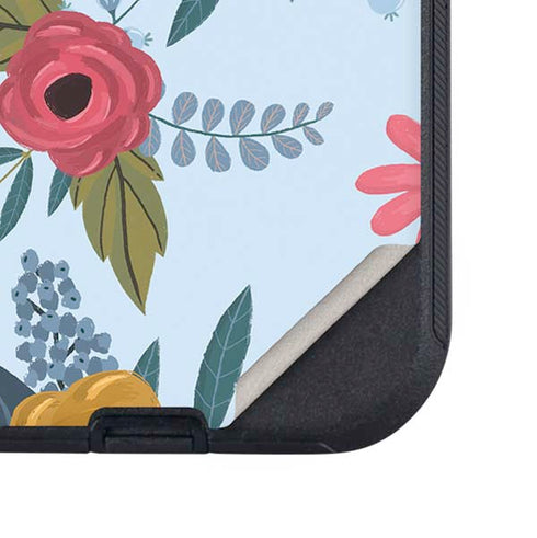 Blue Fall Flowers Otterbox Defender iPhone Skin