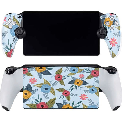Blue Fall Flowers PlayStation Portal Remote Player Skin