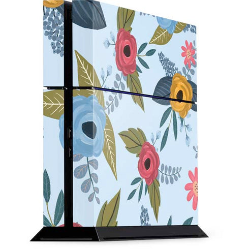 Blue Fall Flowers PlayStation PS4 Skins