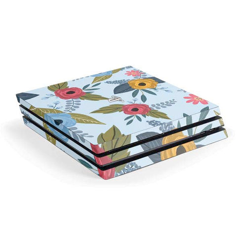 Blue Fall Flowers PlayStation PS4 Skins