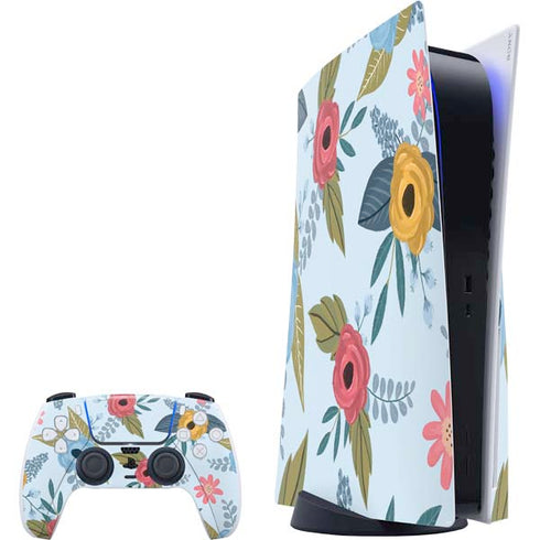 Blue Fall Flowers PlayStation PS5 Skins