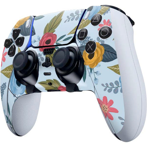 Blue Fall Flowers PS5 DualSense Edge Pro Controller Skin