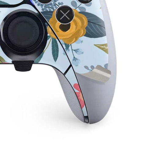 Blue Fall Flowers PS5 DualSense Edge Pro Controller Skin