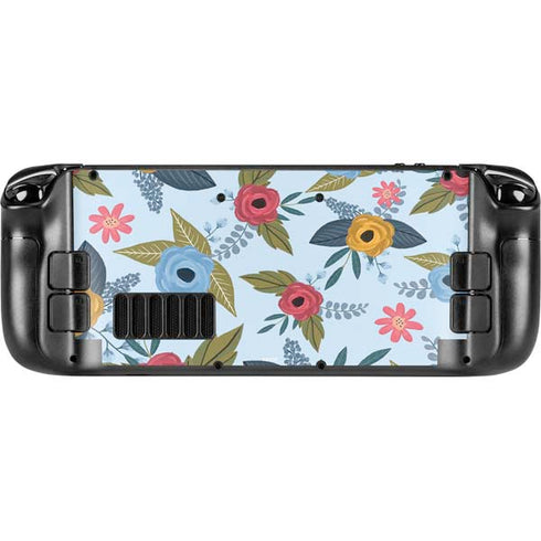 Blue Fall Flowers Steam Deck Handheld Gaming Computer Skin