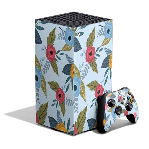 Blue Fall Flowers XBox Series X Digital Edition Bundle Skin