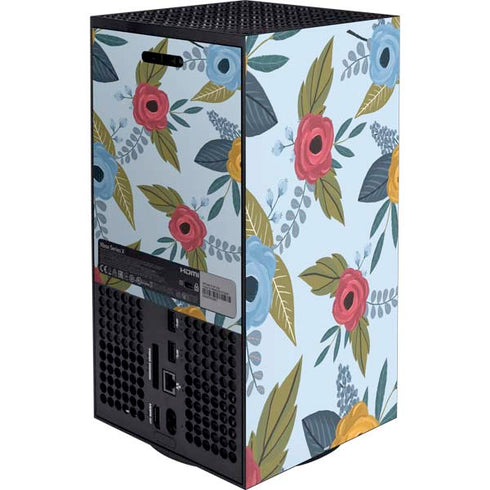 Blue Fall Flowers XBox Series X Digital Edition Bundle Skin