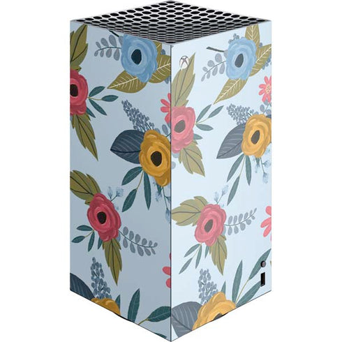 Blue Fall Flowers XBox Series X Digital Edition Console Skin