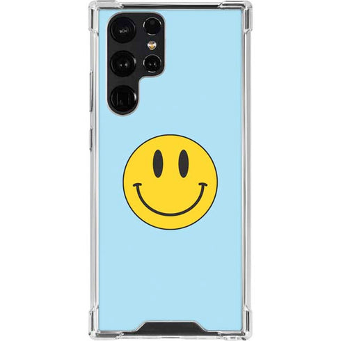 Blue Happy Face Galaxy S23 Ultra Clear Case
