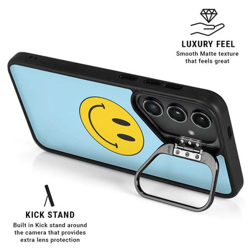 Blue Happy Face Galaxy S25 Kickstand Case