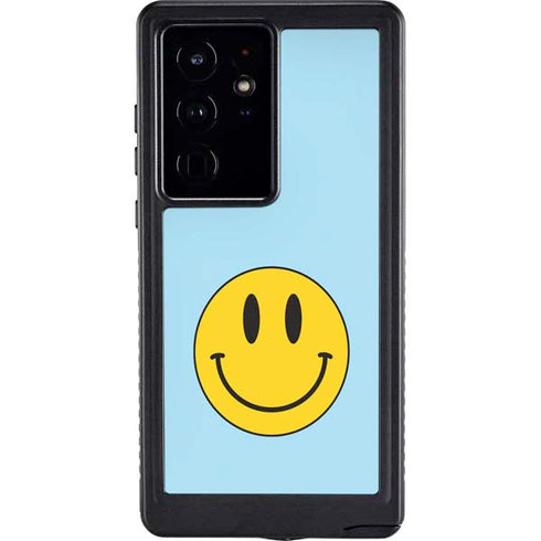 Blue Happy Face Galaxy S24 Ultra Waterproof Case