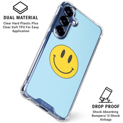 Blue Happy Face Galaxy S25 Clear Case