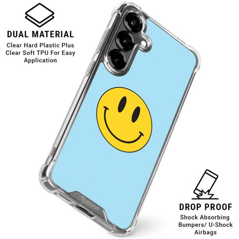 Blue Happy Face Galaxy S26 Clear Case