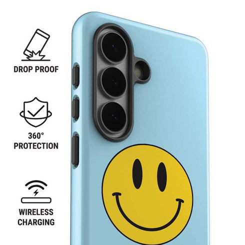 Blue Happy Face Galaxy S26 Impact Case