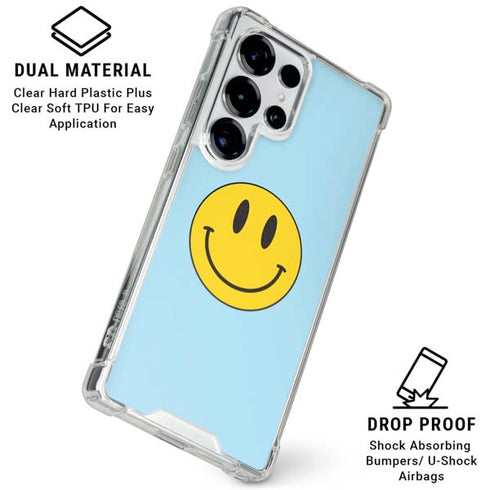 Blue Happy Face Galaxy S26 Ultra Clear Case