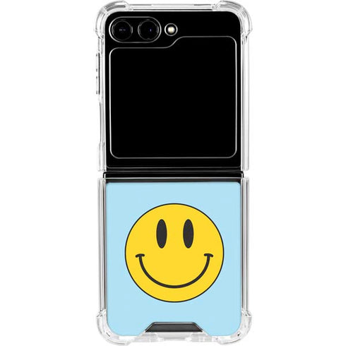 Blue Happy Face Galaxy Z Flip6 Clear Case