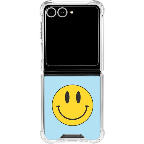 Blue Happy Face Galaxy Z Flip7 Clear Case
