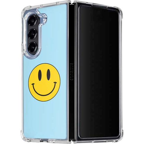 Blue Happy Face Galaxy Z Fold5 5G Clear Case