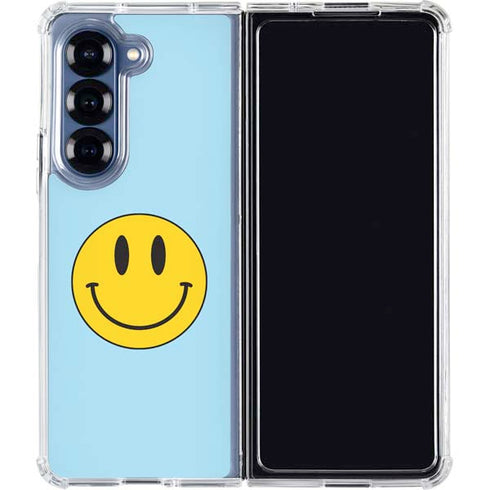 Blue Happy Face Galaxy Z Fold7 Clear Case