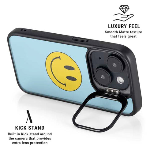 Blue Happy Face iPhone 14 Kickstand Case