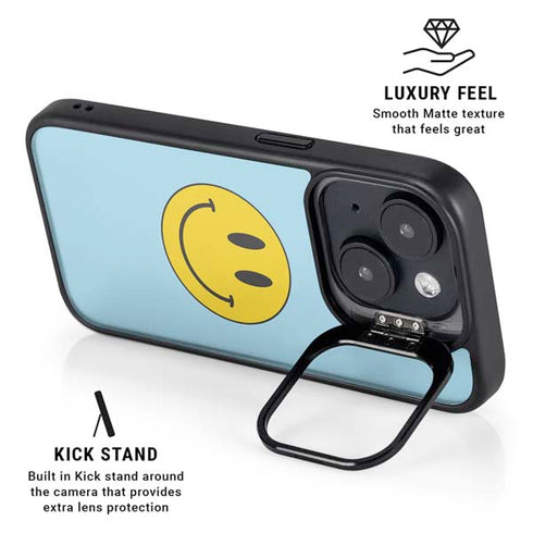 Blue Happy Face iPhone 14 Plus Kickstand Case