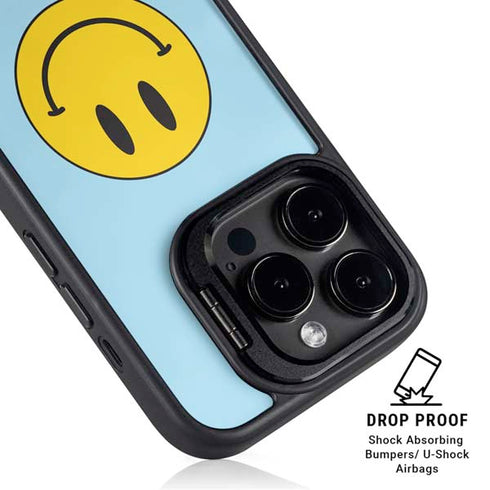 Blue Happy Face iPhone 14 Pro Kickstand Case